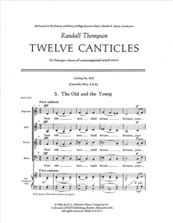 Randall Thompson, Twelve Canticles SATB/Unison Voices Stimme