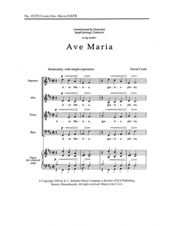 David Conte, Ave Maria SATB Stimme