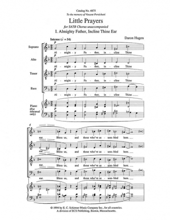 Daron Hagen, Little Prayers SATB Stimme