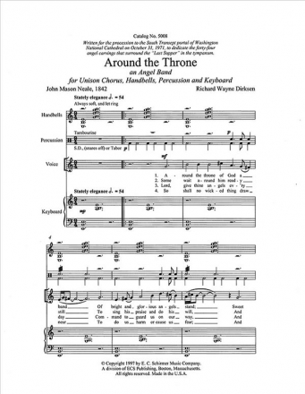 Richard Wayne Dirksen, Around the Throne Unison Voices, Handbells, Percussion, Keyboard [Piano or Organ] Stimme