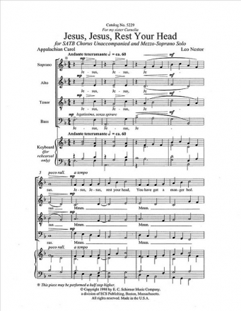 Leo Nestor, Jesus, Jesus, Rest Your Head SATB Stimme