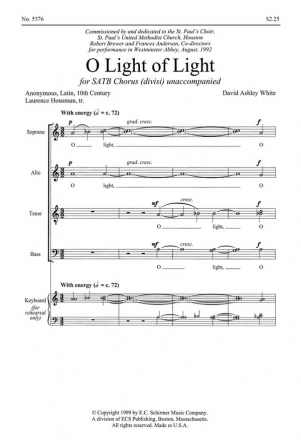 David Ashley White, O Light of Light SATB Stimme