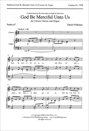 Daniel Pinkham, God Be Merciful Unto Us Unison Voices and Organ Stimme