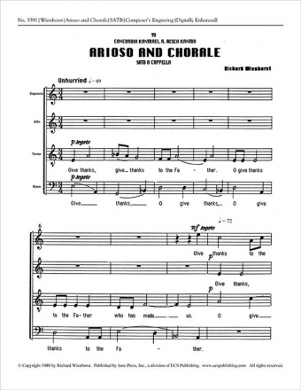 Richard Wienhorst, Arioso and Chorale SATB Stimme