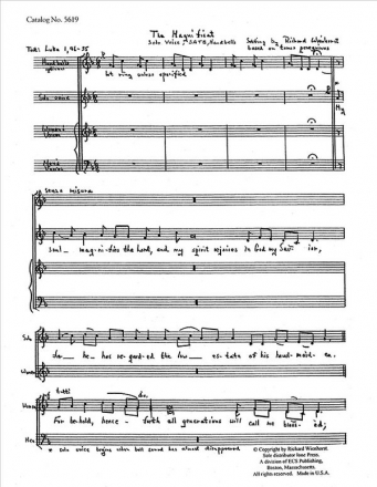 Richard Wienhorst, The Magnificat Solo Voice, SATB, Handbells Stimme