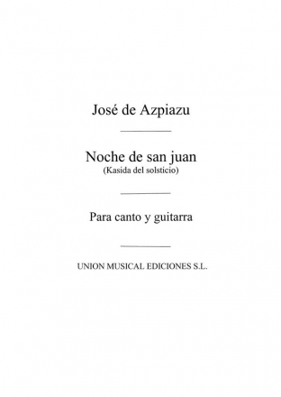 Noche De San Juan Kasida Del Solsticio Vocal and Guitar Buch