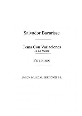 Tema Con Variaciones En La Menor A Minor For Piano Klavier Buch