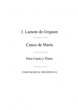 Canco De Maria for Voice and Piano Vocal and Piano Buch