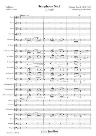 Antonn Dvork, Symphony nr. 8 G major Concert Band/Harmonie Partitur + Stimmen