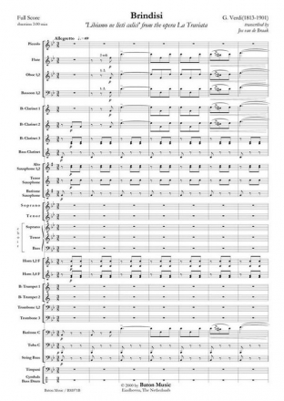 Giuseppe Verdi, Libiamo ne' lieti Calici Sopran, Tenor, Choir and Concert Band Partitur + Stimmen