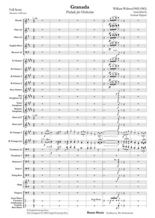 William Walton, Granada - Prelude for Orchestra Concert Band/Harmonie Partitur + Stimmen