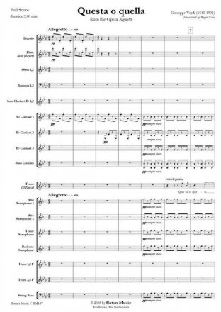 Giuseppe Verdi, Questa o Quella Tenor and Concert Band Partitur + Stimmen