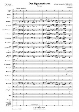 Johann Strauss, Der Zigeunerbaron Concert Band/Harmonie Partitur + Stimmen