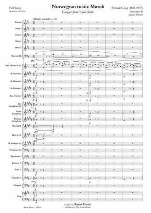 Edvard Grieg, Norwegian rustic March Concert Band/Harmonie Partitur + Stimmen