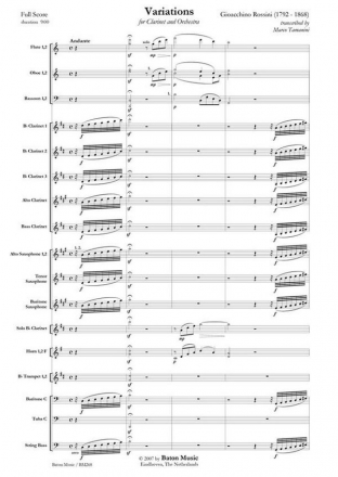 Gioachino Rossini, Variations for Clarinet Clarinet and Concert Band Partitur