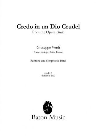 Giuseppe Verdi, Credo in un Dio crudel Baritone and Symphonic Band Partitur + Stimmen