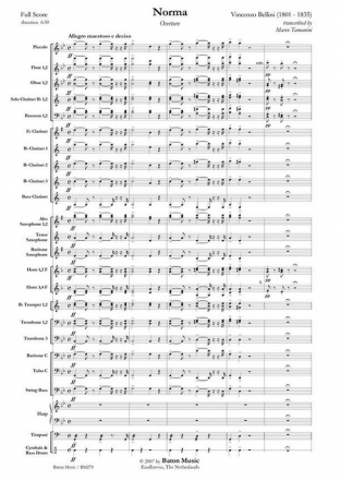 Vincenzo Bellini, Norma Concert Band/Harmonie Partitur + Stimmen