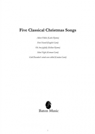 Traditional, Five Classical Christmas Songs Concert Band/Harmonie Partitur + Stimmen