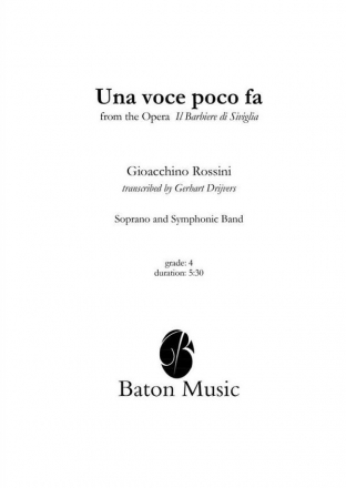 Gioachino Rossini, Una Voce Poco Fa Sopran and Concert Band Partitur + Stimmen