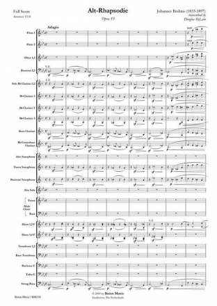 Johannes Brahms, Alt-Rhapsodie Alto, Male Choir and Symphonic Band Partitur + Stimmen