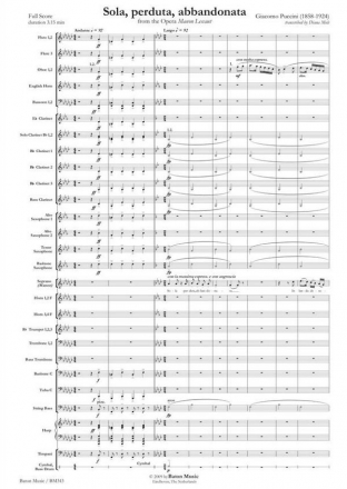 Giacomo Puccini, Sola, perduta, abbandonata Soprano and Symphonic Band Partitur + Stimmen