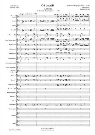 Ottorino Respighi, Gli ucelli Concert Band/Harmonie Partitur + Stimmen