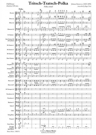 Johann Strauss, Tritsch-Tratsch-Polka Concert Band/Harmonie Partitur + Stimmen