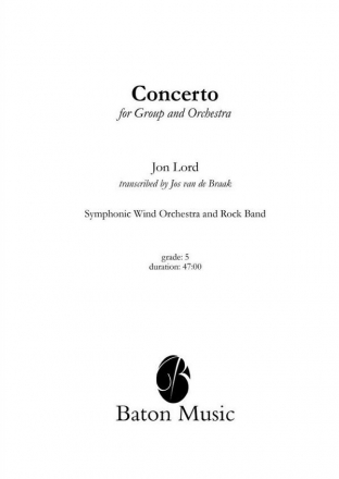 Jon Lord, Concert for Group and Orchestra Symphonic Wind Orchestra and Rock Band Partitur + Stimmen