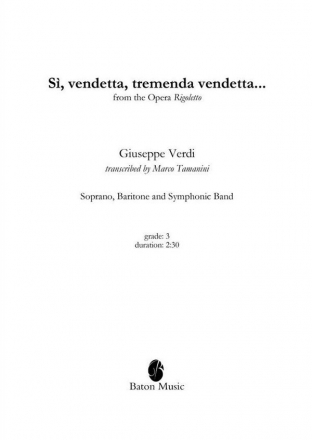 Giuseppe Verdi, S, vendetta, tremenda vendetta... Soprano, Baritone and Symphonic Band Partitur + Stimmen