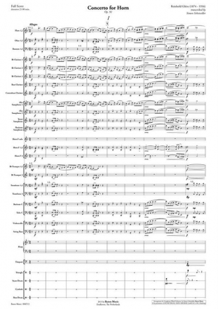 Reinhold Glire, Concerto for Horn op. 91 Concert Band Partitur + Stimmen