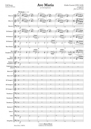 Giulio Caccini, Ave Maria Euphonium and Concert Band/Harmonie Partitur + Stimmen