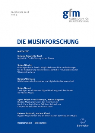 Die Musikforschung, Heft 4/2018  Magazine