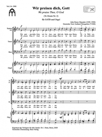 Maunder, John Henry, Wir preisen dich, Gott - We praise thee, O God SATB und Orgel