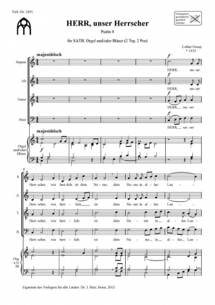 Graap, Lothar, HERR, unser Herrscher SATB, Orgel oder Blser