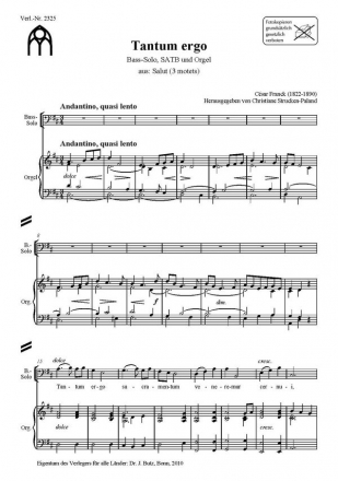 Franck, Csar, Tantum ergo B-Solo, SATB und Orgel