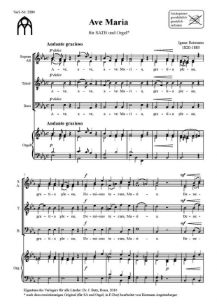 Ignaz Reimann, Ave Maria SATB und Orgel