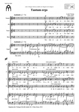 Louis Vierne, Tantum ergo SATB und Orgel