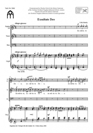 Mawby, Colin, Exsultate Deo SATB und Orgel