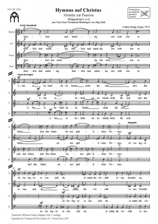 Graap, Lothar, Hymnus auf Christus SATB