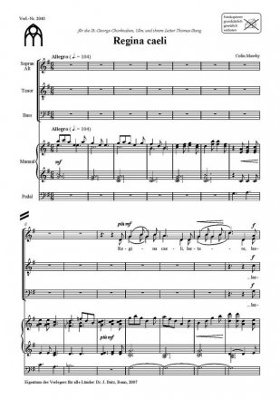 Mawby, Colin, Regina caeli SATB und Orgel