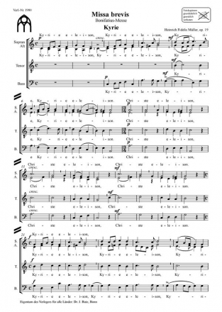 Mller, Heinrich F., Missa brevis op. 19 'Bonifatius-Messe' SATB a cappella (Soli ad lib.)