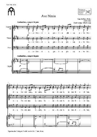 Saint-Sans, Camille, Ave Maria SATB und Orgel