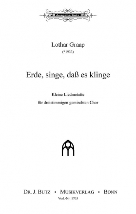 Graap, Lothar, Erde singe, dass es klinge SABar