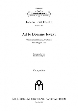 Eberlin, Johann Ernst, Ad te Domine levavi SATB a cappella