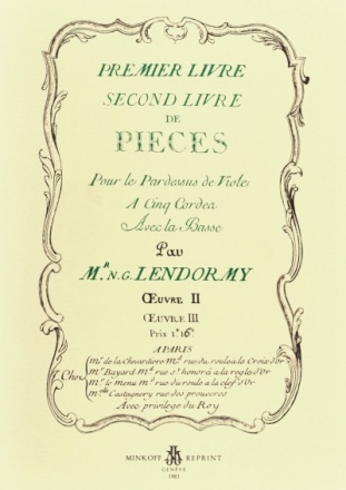 Livre de Pices pour le Pardessus de Viole  5 Cordes avec la Basse Facsimile