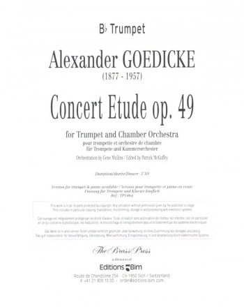 Concert Etude op.49 for trumpet and chamber orchestra parts