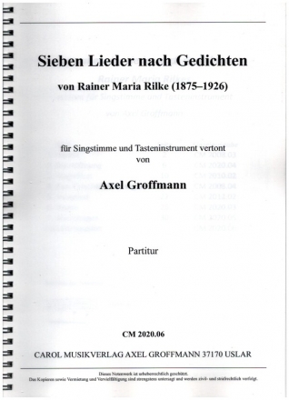 7 Lieder nach Gedichten von Rainer Maria Rilke fr Gesang und Tasteninstrument Partitur