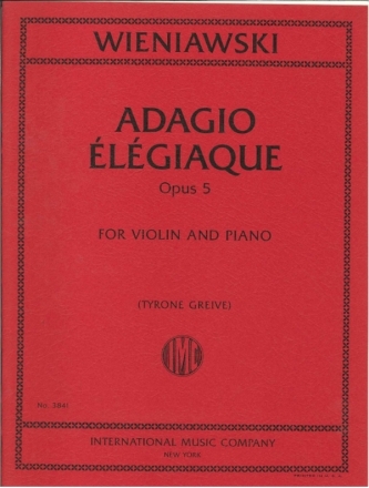 Henryk Wieniawski, Adagio Elegiaque Violin and Piano Book & Part[s]