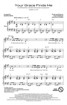 Jonas Myrin_Matt Redman, Your Grace Finds Me SATB Chorpartitur