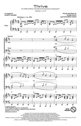 Mark Hall_Matthew West, Thrive SATB Chorpartitur